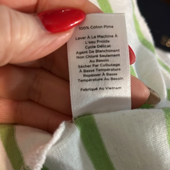 Two 2 Scalloped Neck Tee Shirts 100% Pima Cotton Size 2X White NWT Striped Green - Picture 11 of 12